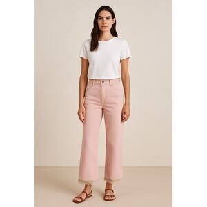 Madewell Pink Wide-Leg Pants with Lace Hem Size 25
